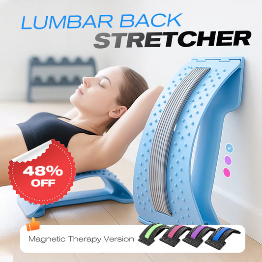 🩹 50% OFF FLASH SALE ! ⚡ Lumbar Stretcher – Ergonomic Spine Support, Adjustable Stretching Levels, Lightweight & Portable 🪑