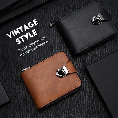 ⏳Limited time 50% discount💥🍂Men's Vintage Compact Zipper Wallet