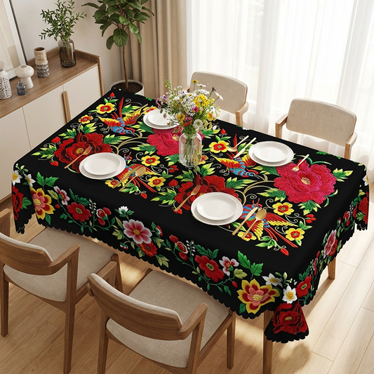 ⏳Limited-time 50% off⏰Mexican Floral Tablecloth with Scalloped Edge🏵️