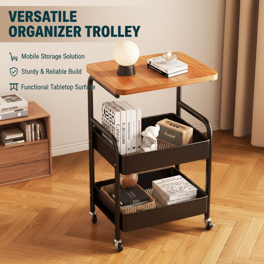 Mobile multi-purpose trolley with storage – Multi-level storage trolley for household items and snacks 🛒🏠