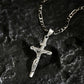 ✨✝️ Gold Crucifix Necklace – Detailed INRI Motif, Adjustable Figaro Chain & Hypoallergenic Finish 💛