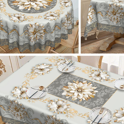 🔥Elegant Waterproof Embossed Floral Tablecloth