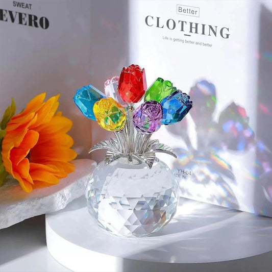 📢📢50% OFF !!🎉Everlasting Crystal Rose Flower Figurine in Vase🌹