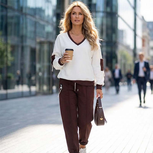 🎁2026 New Arrivals 50% OFF💥Color-Block Pullover Hoodie & Jogger Pants Set